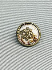 Antique Floral Metal Loop Picture Button