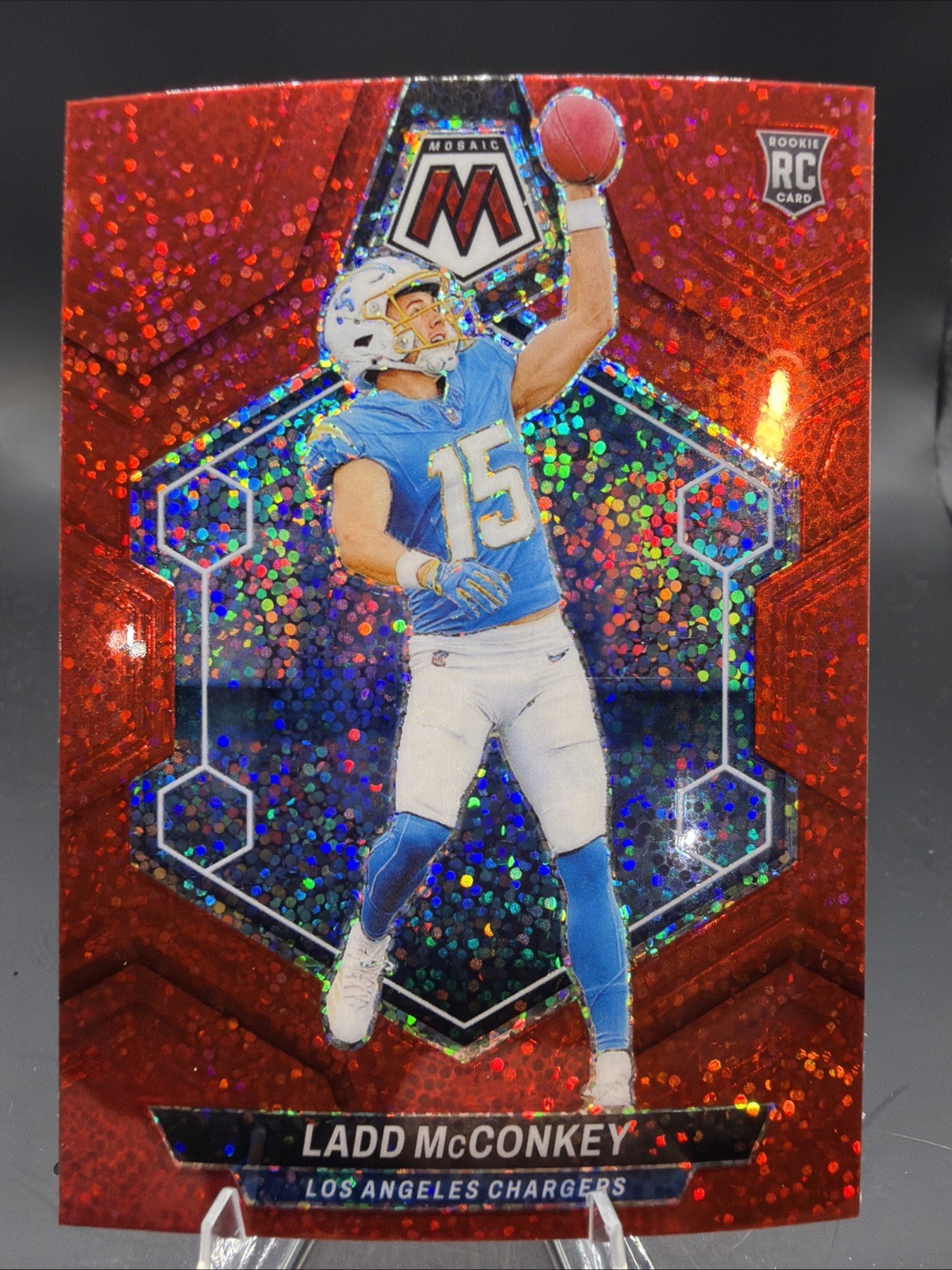2024 Panini Mosaic - Rookies Ladd McConkey #334 Red Sparkle Prizm (RC)