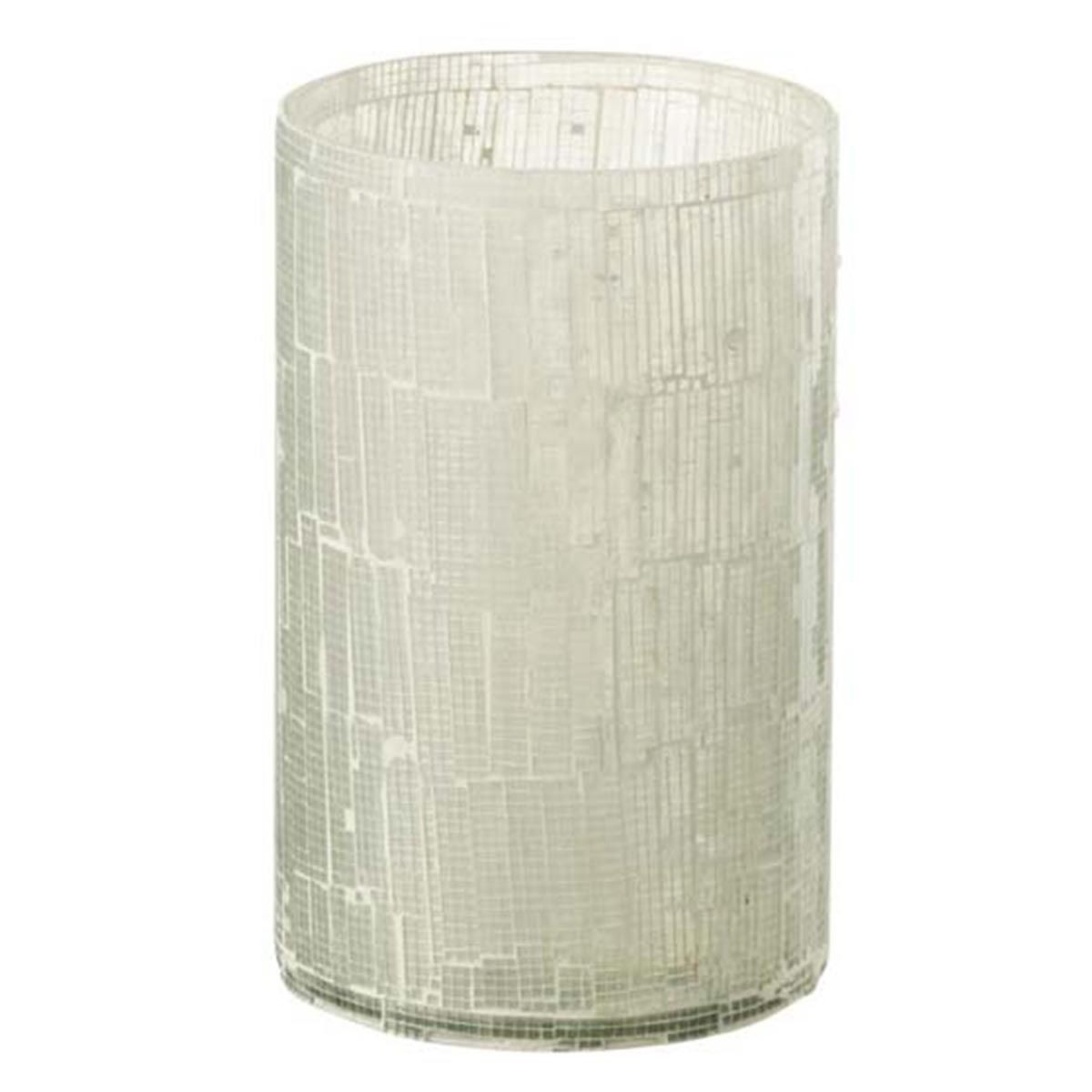 Vase design mosaïque en verre gris clair 20cm fait main