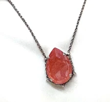 Silver Plated Large Pear Shaped Coral Cup Chain Pendant