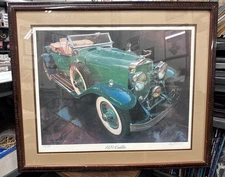 Craig Tennant Framed 1929 Cadillac Lithograph Signed Limited Edition 112/150