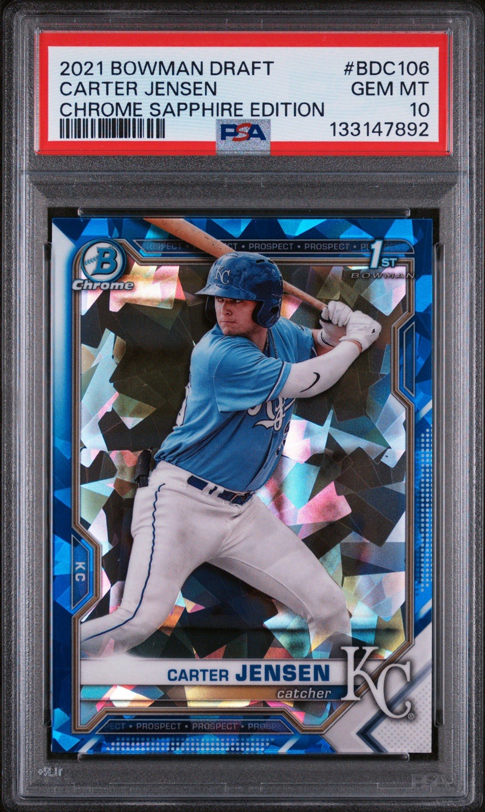 2021 1st Bowman Chrome Draft Sapphire Edition Carter Jensen #BDC-106 PSA 10