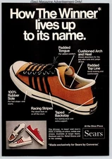 Sears Court Stripe Trainer Durable Casual Shoe Promo Vintage 1972 Advertisement