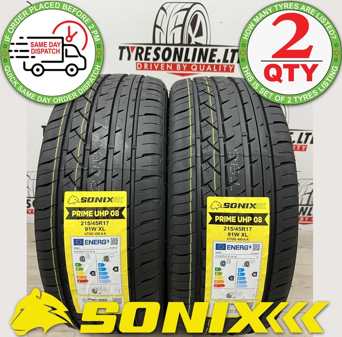 2 X 215 45 17 SONIX 215/45ZR17 91W XL BRAND NEW M+S TYRES
