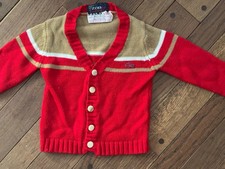 Vintage 1970s IZOD LACOSTE Cardigan Sweater - Red - Toddler Boy  s size 4T