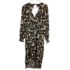 Heartloom Fux Wrap Midi Dress V Neck Size Zipper Open Back with Ruching Size Med