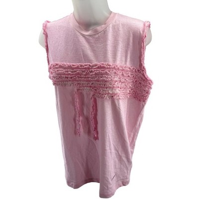 DSQUARED2 Womens Pink Ruffle Sleeveless Renny Tee Shirt Made Italy Large NEW