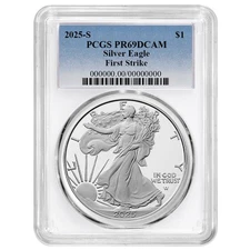 Presale - 2025-S $1 1-oz Proof American Silver Eagle PCGS PR69DCAM FS Blue