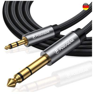 POSUGEAR 6.35mm auf 3.5mm Audiokabel 5 Meter Nylon Geflo