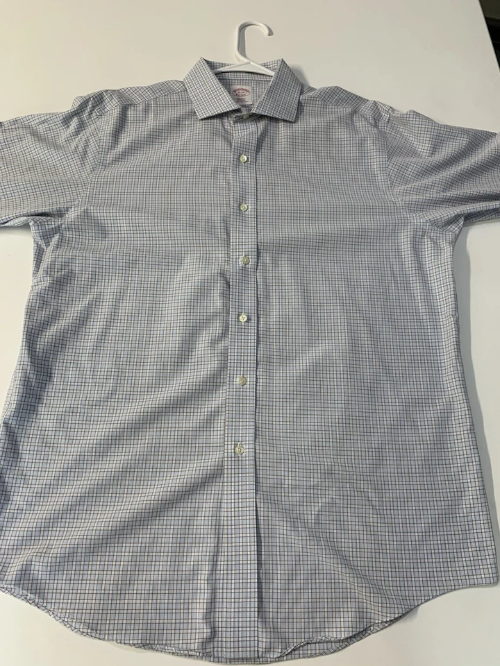 Camisa Esmoquin Brooks Brothers Para Hombre Calce Regular 16-34 Azul Blanco Puño Francés Cuadros Foto 2 de 4