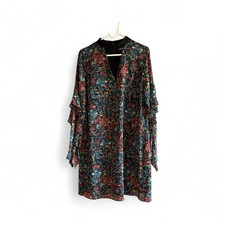 Sam Edelman Women Floral Tapestry Ruffle Sleeves Tunic Dress Boho Chic Sz10