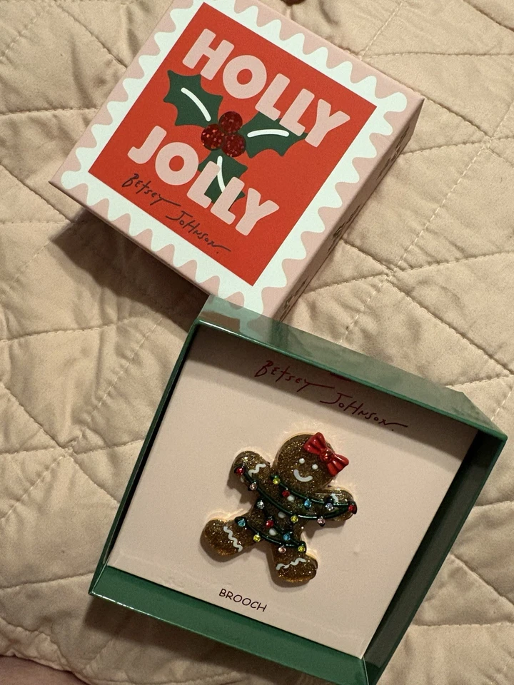 Брошь Betsey Johnson Gingerbread Girl праздничная рождественская булавка веселая эмаль ювелирные изделия - Изображение 4 из 4
