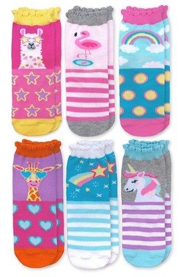 Jefferies Socks Girl's Unicorn Llama Giraffe Flamingo Novelty Small, Multi 