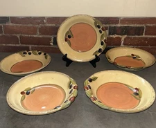 Set 5 Clay Art Oliva Italiana Soup Pasta Bowls Stonelite Rustic Tuscan Olive 9”