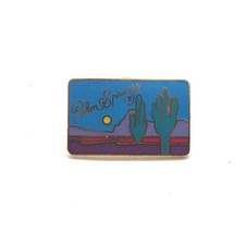 Vintage Palm Springs California Desert Cactus Sunset Mountain Enamel Lapel Pin