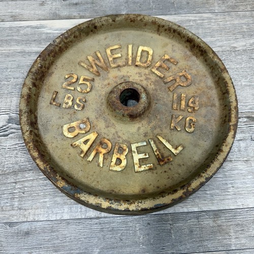 Piastra peso bilanciere Weider vintage 25 libbre in ghisa foro 1" - Foto 1 di 2