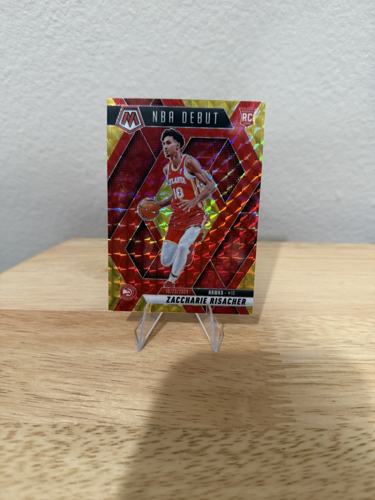 Zaccharie Risacher 2024-25 Panini Mosaic NBA Debut RC Red Yellow Choice /75