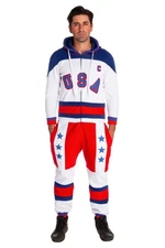 Shinesty Team USA Olympic Hockey One Piece Pajamerall Fleece White Large