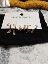 14k Gold Plated Earrings 3 Pair Set Brand New Mini Hoops