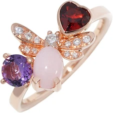 Chaumet K18pg Opal Garnet Amethyst Diamond Ring Women Pink One Size