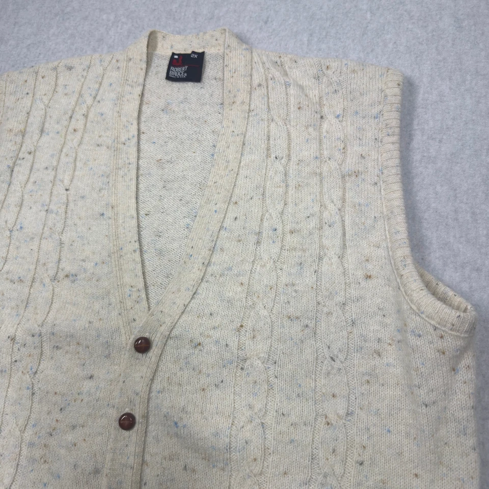 Chaleco Robert Bruce Para Hombres 2XL De Colección Botón Frontal Mezcla de Lana Cable Tejido Abuelo Foto 2 de 4