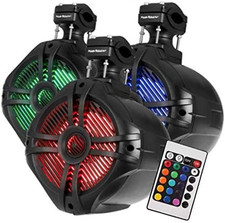 MWT-65BL Power Accoustik LED 6.5" 600W Marine Boat Wake Tower Speakers