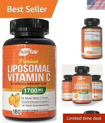 Liposomal Vitamin C 1700mg - 180 Capsules for Superior Immune & Collagen Support
