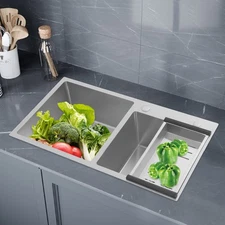 Double Bowl Stainless Steel Drop-in Kitchen Sink Dishwasher Vegetable Sink Home
