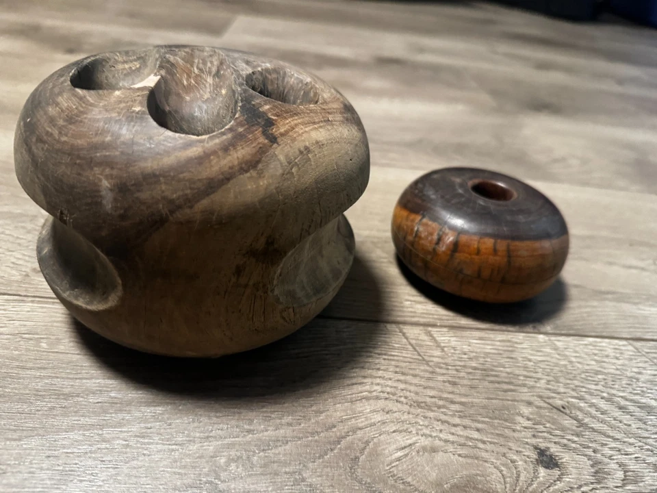 Lote De 2 Barcos Antiguos Bloque Deadeye Pully Boat Náutico Madera Marítimo Foto 4 de 4