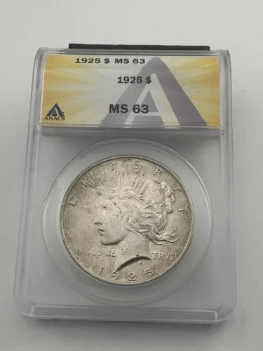 1925 United States Peace Silver Dollar ANACS MS 63