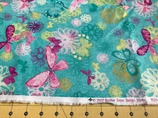 2007 Butterflies  and Floral 100% cotton fabric sold by the yard #2034