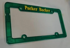 Green Bay Wisconsin Packer Backer Reflective License Plate Frame - Packer Backer