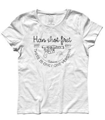 Ladies HAN SHOT FIRST Greedo Tottoine The New Hope Skywalker T-Shirt