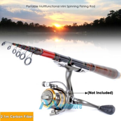 2.4m 7.87ft telescopic fishing rod tackle travel spinning fishing pole Reaction Carbon Rod Collapsible Rod for Freshwater and Saltwater Constructed from carbon fiber Professional Carbon Fiber Telescopic Fishing