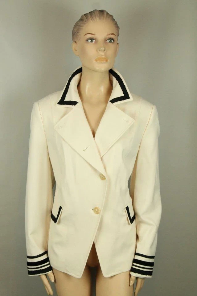 Chaqueta Blazer Plumero LOUIS FERAUD Marfil Elastizado Lana Terciopelo A Medida 16 Foto 3 de 4