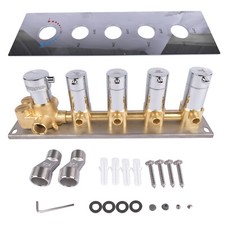 3 / 4 / 5-Function Brass Shower Diverter Thermostatic Valve Kit - Black/Silver