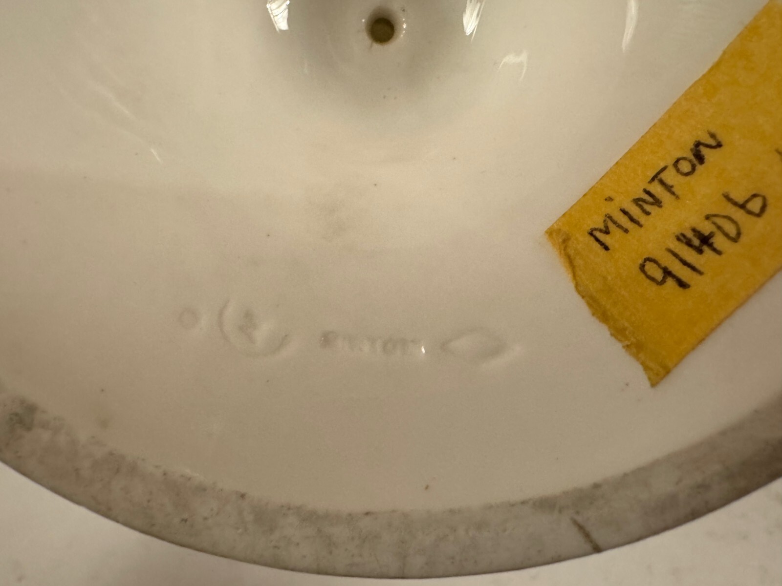 Antique Minton Porcelain Compote Blue Gold & Painted Landscape Scenes Decoration