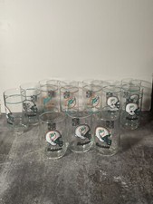 Miami Dolphins 1980's Mobil ~ NFL Drinking Glasses Lot of 11