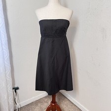 Y2k Style GAP Womens Size 4 Strapless Dress Pinstripe Gray Corpcore Babydoll