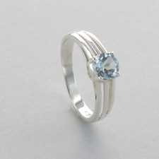 Round BLUE TOPAZ Ring Multiple Sizes 925 STERLING SILVER Natural Gemstone 23e