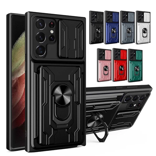 Ring Card Slot Camera Cover Phone Case For Samsung S24 S23 S22 A54 A53 A13 A42