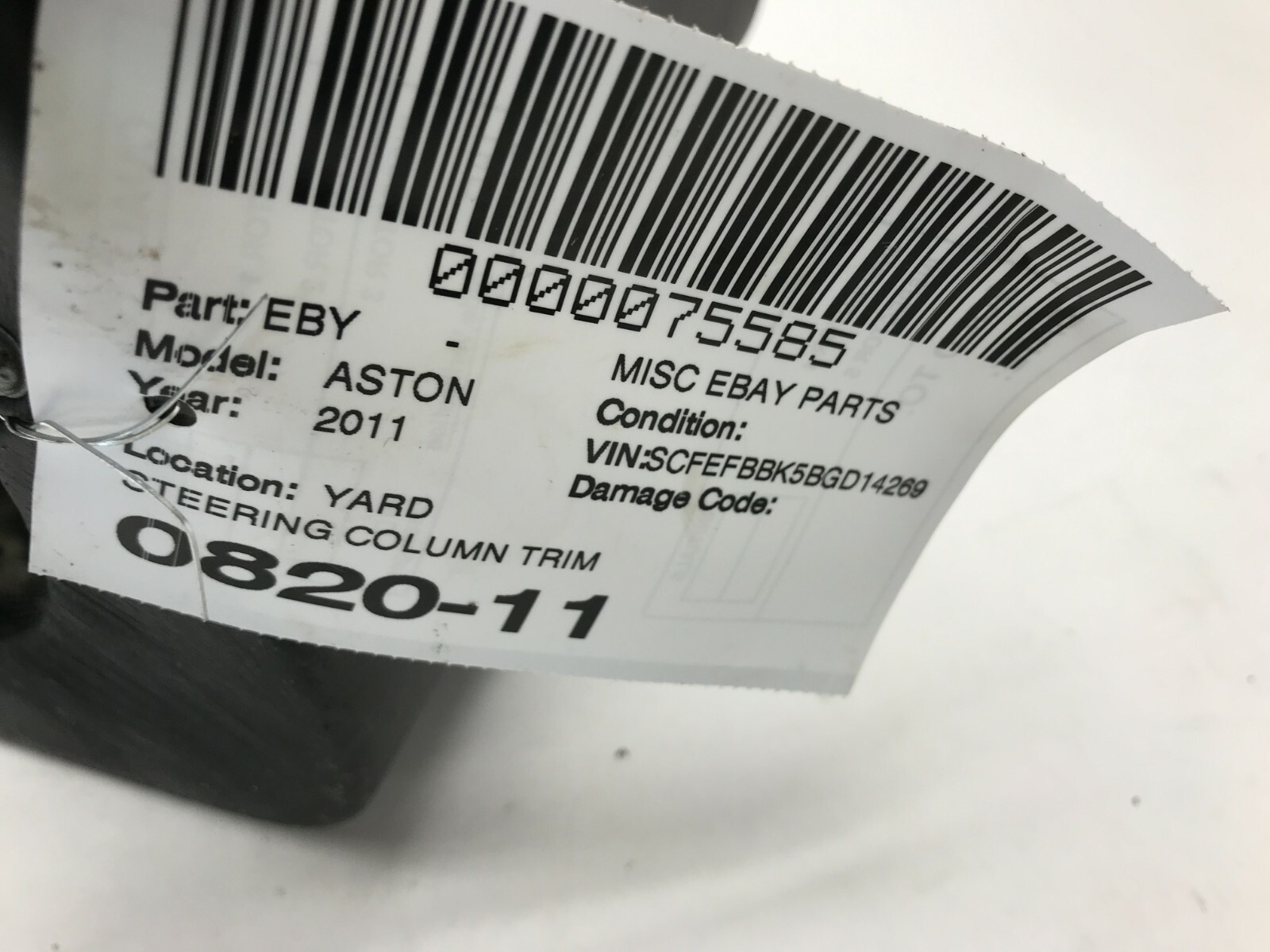 07-16 ASTON MARTIN V8 VANTAGE STEERING COLUMN TRIM SURRROUND LEATHER BLACK 