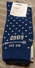 NWT 3 pk Women's Sonoma Everyday Crew Socks sz 9-11 Multi Hit the Road -4487