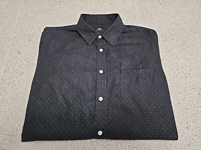 Edwin Japan Noir Black Textured Button-up Long Sleeve Shirt SZ Medium 