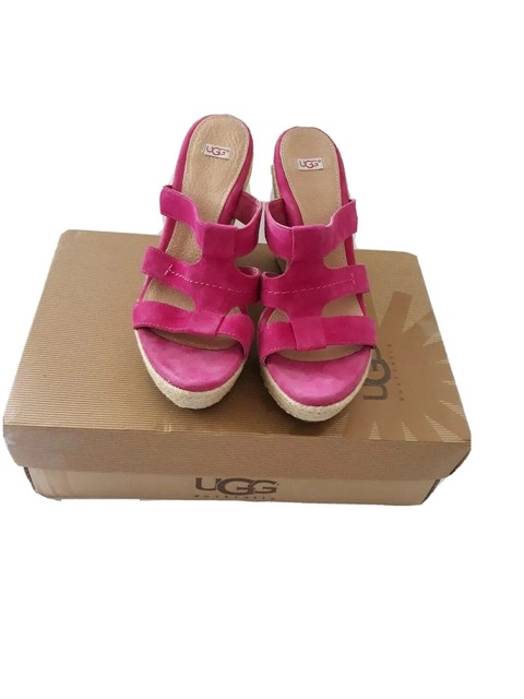 pink suede wedge sandals