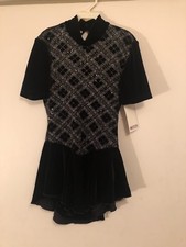 SALE! Exquisite Skate costume!! Black velour By REBEL adult size small.