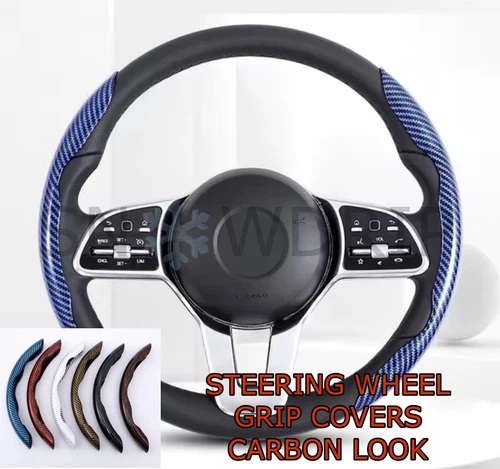 For VW TRANSPORTER T5 T6 STEERING WHEEL COVER SPORT GRIP CARBON FIBRE LOOK