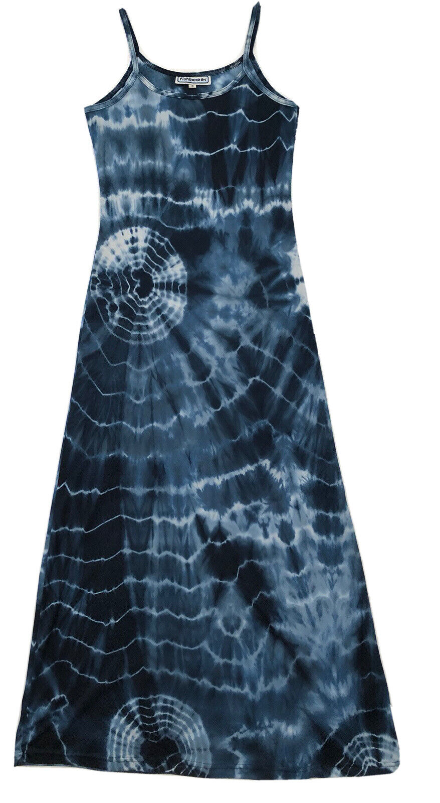 Y2k long maxi tank dress blue FISHBONE tie dye gr… - image 1