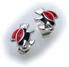 Earrings Plug Ladybug Running Genuine Silver 925 Children's Earrings Ear Studs