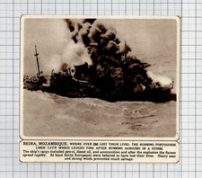 Portuguese Liner Ship SAVE On Fire Beira Mozambique  - 1961 Small News Cutting